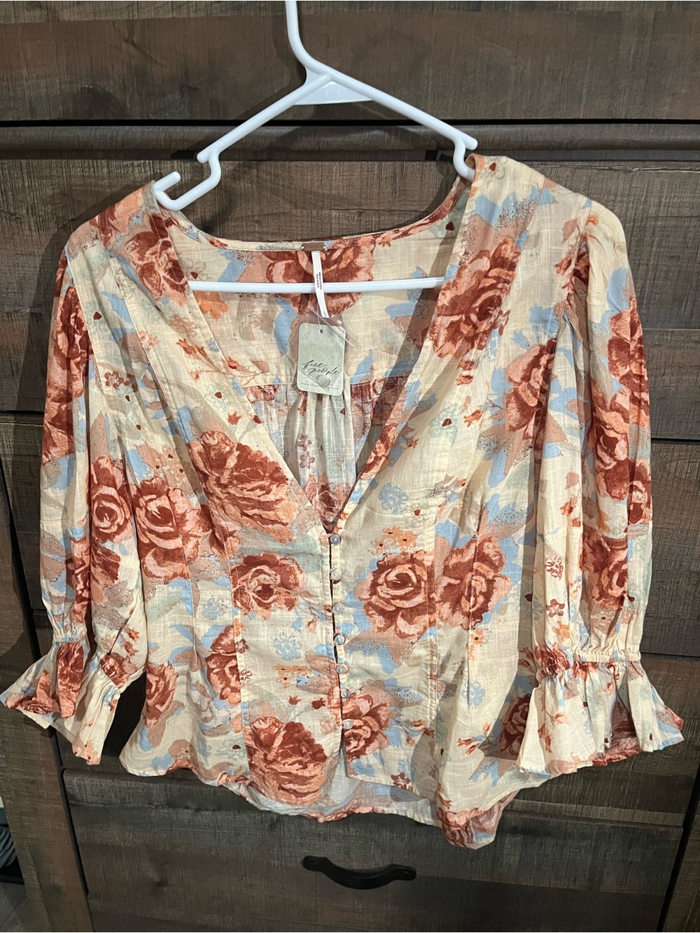 Free People Floral Button Up Blouse